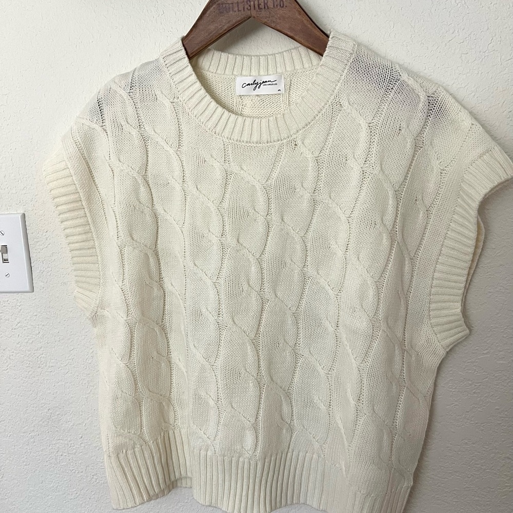Cozy Cream Cable Knit Sweater Vest